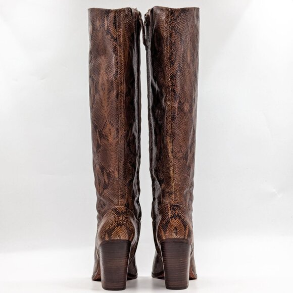 Trask Women Elena Snake Print Leather Western Cowboy Wide Calf Boots size 10 - Picture 4 of 11